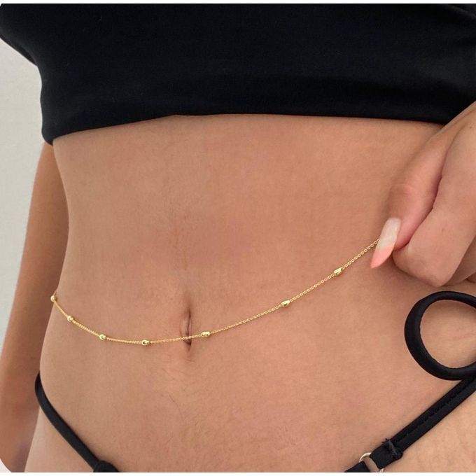 1 Pcs Trendy Stainless Steel Silver Waist Chain Set, Comfortable, & Adjustable