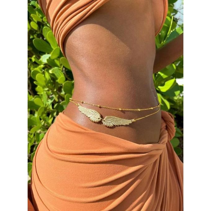 gold feather waist chain-Essy