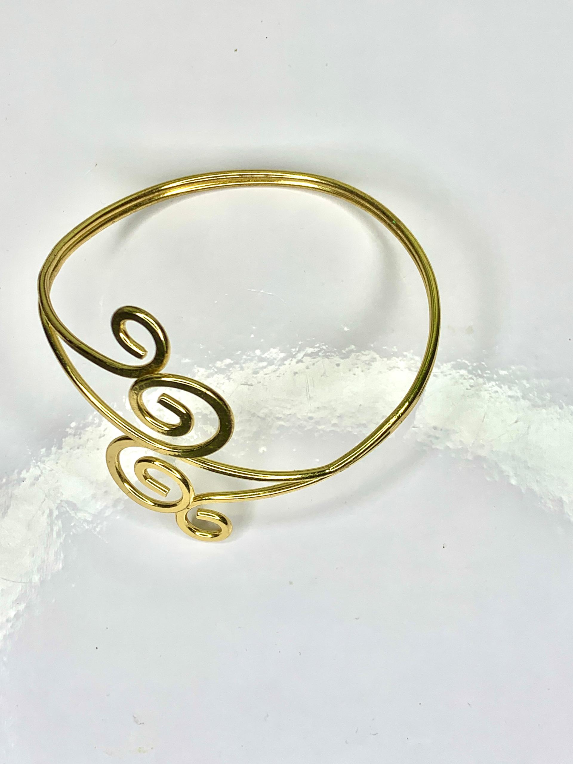 Upper Arm Cuff Arm Band Spiral Handmade Made Of Brass, Jewelry Bracelet