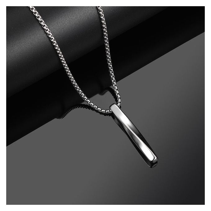 Rectangle Spiral Pendant Necklace For Men Stainless Steel-Essy
